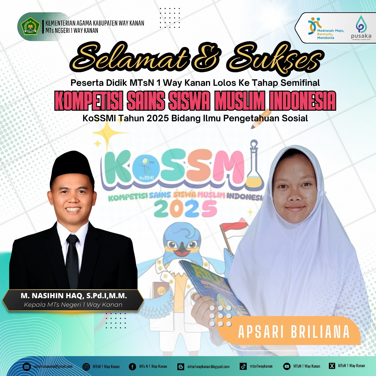 Foto Prestasi: Semifinal Kompetisi Sains Siswa Muslim Indonesia (KoSSMI) Bidang Ilmu Pengetahuan Sosial (IPS)