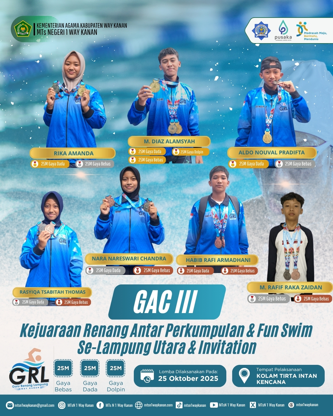 Foto Prestasi: GAC III Kejuaraan Renang Antar Perkumpulan & Fun Swim Se-Lampung Utara & Invitation